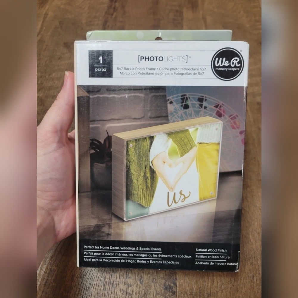 We R Memory Keepers Photo Lights light wood frame